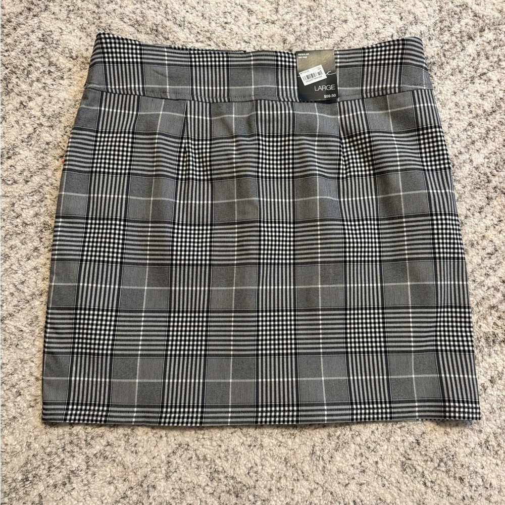 Inc International Concepts Zip Front Mid Skirt Women Large Black White